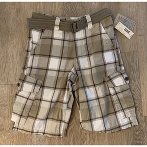 (NWT) Canyon River Blues Boy’s Size 10 Tan & White Plaid Casual Belted Shorts